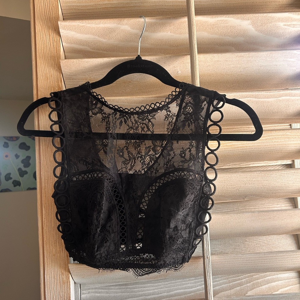 Victoria's Secret Sheer Black Lace Top